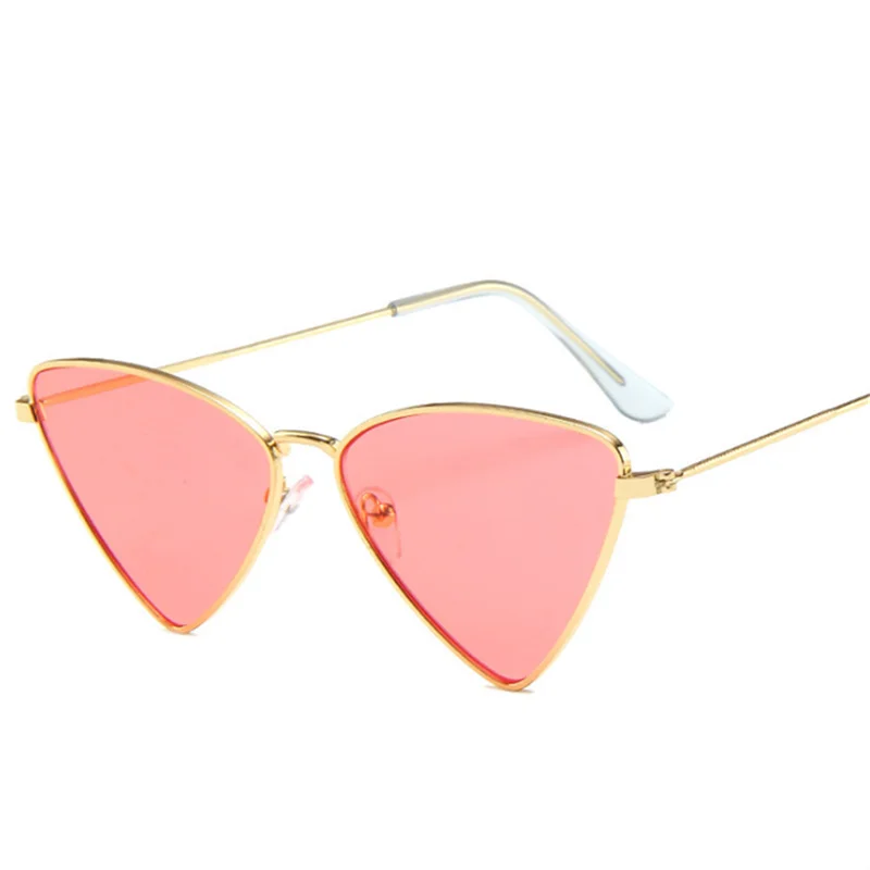 XojoX, кошачий глаз, солнцезащитные очки для женщин и мужчин, Ретро стиль, фирменный дизайн, треугольные солнцезащитные очки, мужские, женские, оттенки, черные, красные очки, UV400 - Цвет линз: Розовый