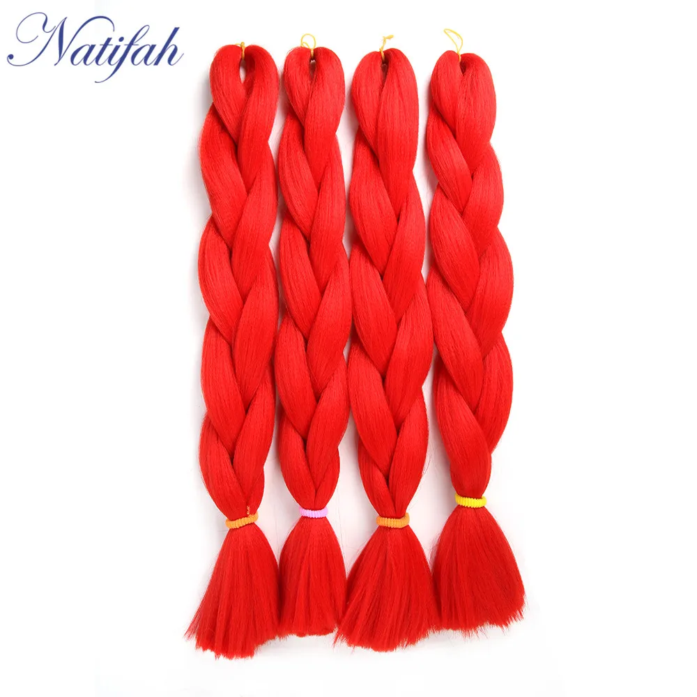 Natifah Jumbo вязанные крючком косички синтетические плетеные волосы коробка косички 24 дюймов Розовый Золотой Серый Цвет для женщин