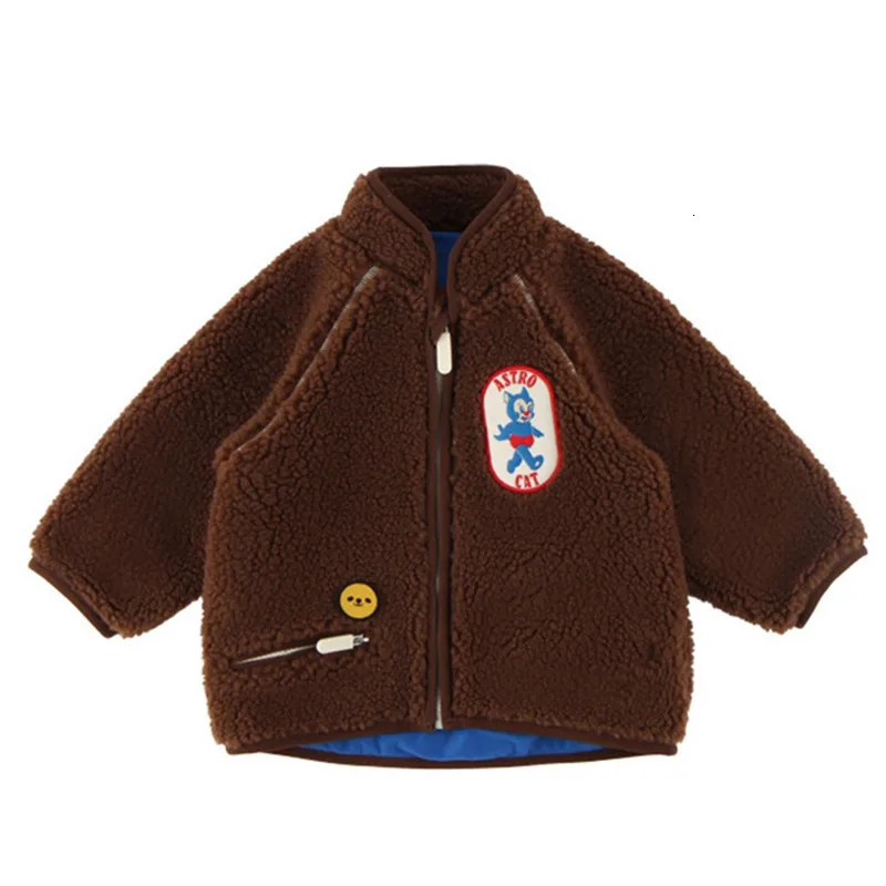 Brown Корейские куртки для маленьких девочек; коллекция года; модная детская зимняя теплая куртка для мальчиков; детская верхняя одежда; Вельветовая бейсбольная форма; детские куртки - Цвет: Brown