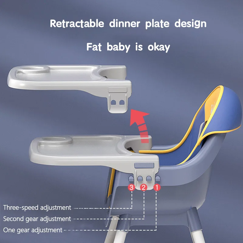 Newborn Baby Feeding High Chair Toddler Folding Dining Table Chair Infant Booster Seat with Storage Basket Height Adjustable