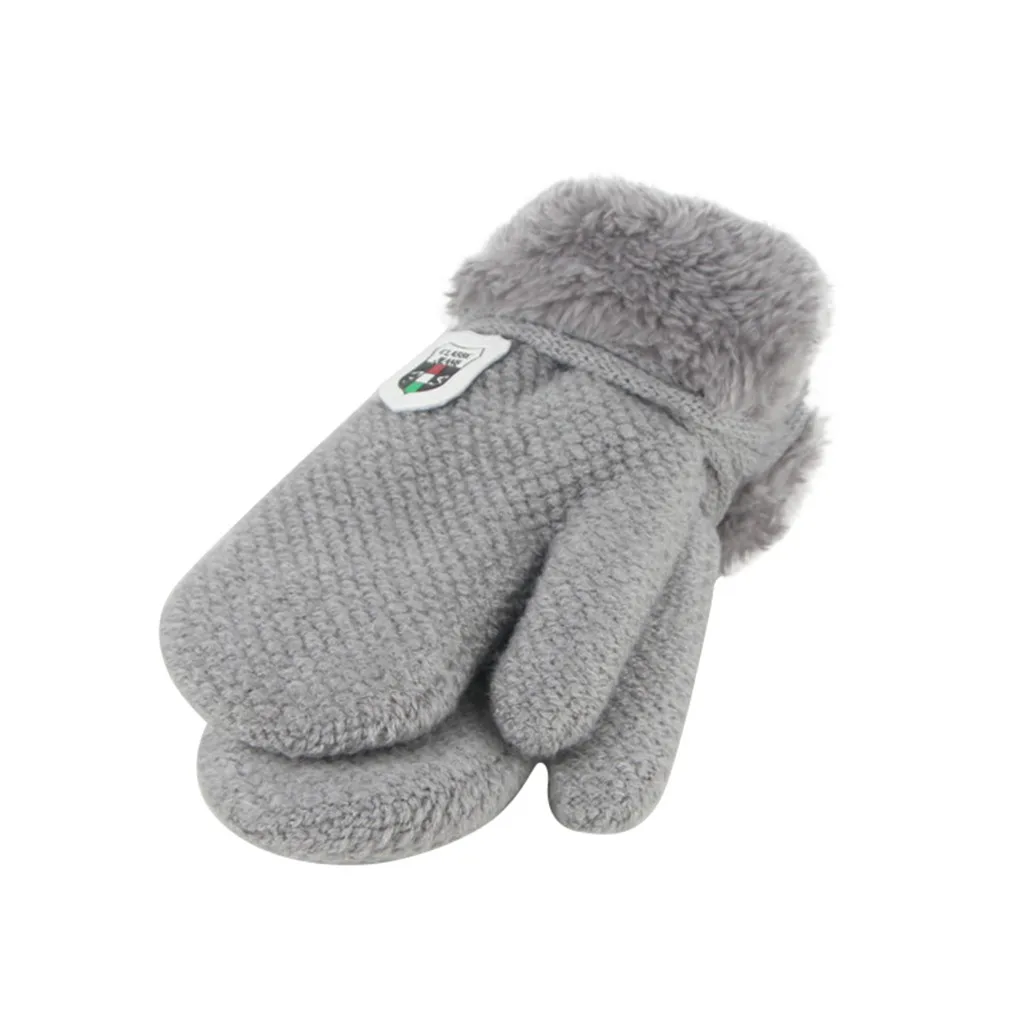 Лучшие продажи Зимние Детские перчатки сохраняющие тепло вязание утолщение и меха Вязаная перчатка для ерчатки Wd3 - Цвет: F