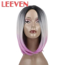 Leeven синтетические волосы парики прямые короткие боб парик для женщин розовые волосы косплей парик высокая температура волокна Женский