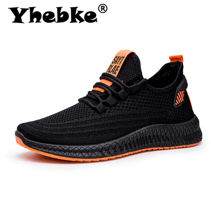 Black Orange8228 Yhebke/Новинка года; сетчатые мужские кроссовки; Повседневная обувь; мужская обувь на шнуровке; легкие удобные дышащие Прогулочные кроссовки; Zapatillas - Цвет: Black Orange8228