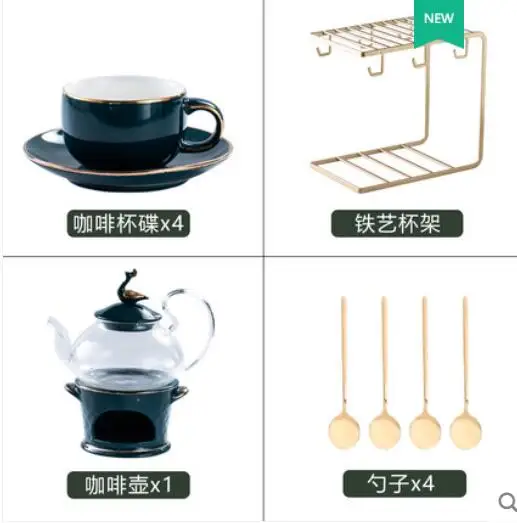 Чайный горшок набор керамики чайный набор чайник с цветами - Цвет: 4pcs set