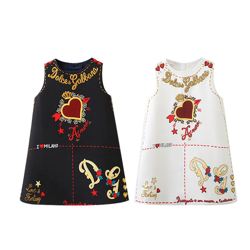 Платье без рукавов с круглым вырезом для девочек; сезон весна-осень; милое стильное платье-майка с цветочным принтом; Одежда для девочек 2-10 лет; Повседневное платье