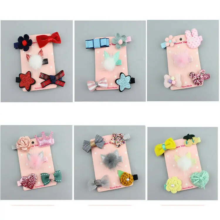 

7 Styles 5 PCS/Set Toddler Infant Hair Clip Barrette Kids Girl Baby Cute Bowknot Stars Floral Pins Hairpin Accessories