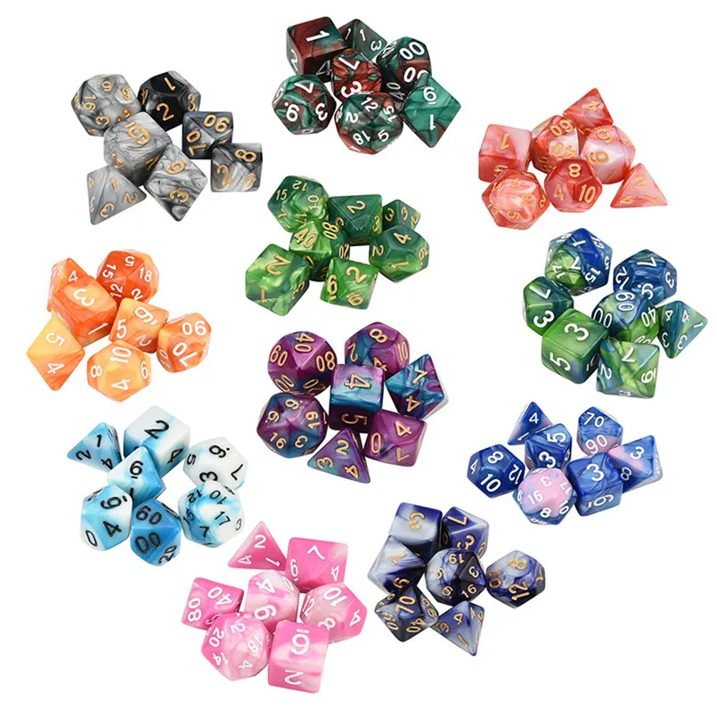 

7Pcs dice set trgp game polyhedron D4-D20 multi-faceted new dice tower acrylic dados rpg two-color multi-faced dnd dice 30A19