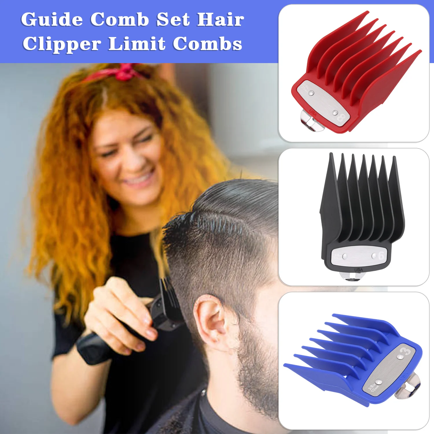8 Pcs Professional Hair Stylist Hair Clipper Limit Comb Round Comb Teeth Hairdresser Push-cut Limit Comb Hair Clipper Limit Comb