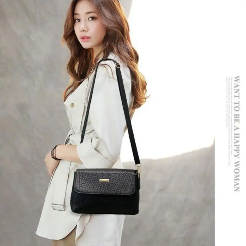 Fashion Leather Messenger Bags Women Solid Color Mother Simple Shoulder Handbag Flap Satchel