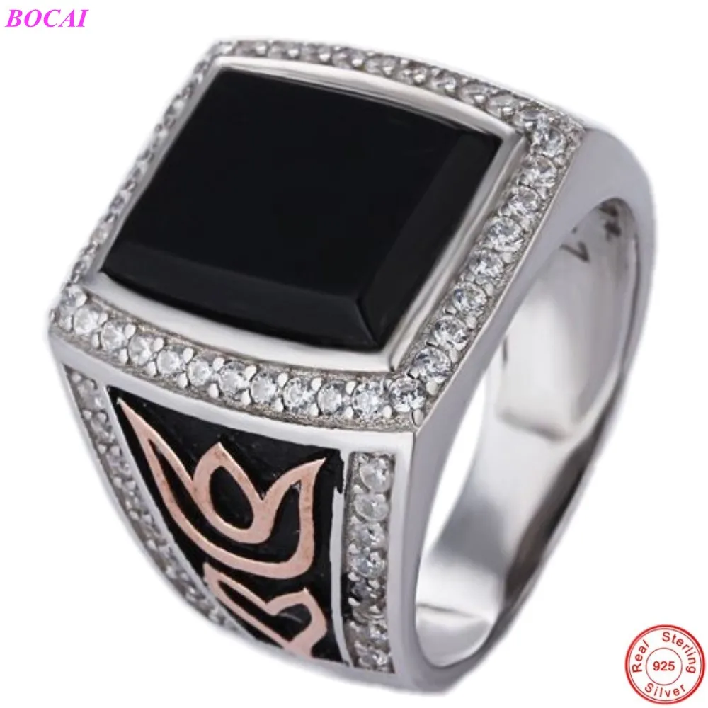 

2022 Fashion Personality New s925 Sterling Silver Ring Retro Enamel Agate Middle East Jewelry Pure Argentum Ornaments for Men