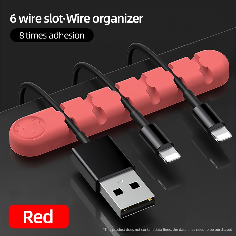 !ACCEZZ 6-Holes Cartoon Cable Organizer Holder Wire Winder Cord Silicone Clip Cables Protector Line Desktop Management Organiser (9)