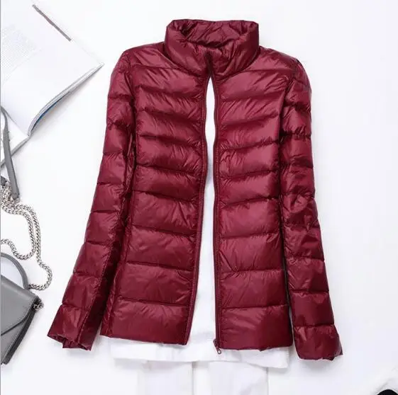 Moxeay Winter Women Down Jacket Ultra Light Down 90% White Duck Down Coat Jacket ladies' Hooded Down Parkas Quality Brand Spring - Цвет: Wine Red 2