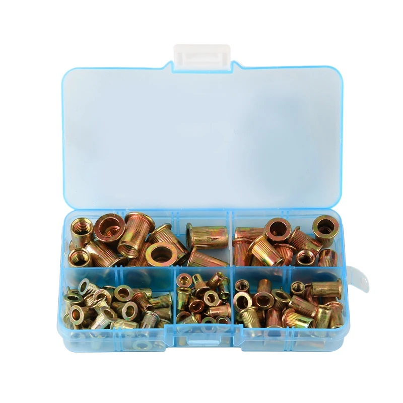 

ELEG-100Pcs/Set M3 M4 M5 M6 M8 Zinc Plated Knurled Nuts Rivnut Flat Head Threaded Rivet Insert Nutsert Cap Rivet Nut Assortment