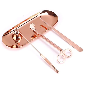 

4 in 1 Candle Accessory Set - Candle Wick Trimmer, Candle Wick Dipper, Candle Wick Snuffer, Storage Tray Plate