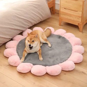 

DOG BEDS FOR LARGE DOGS PET BED SOFT COTTON FLOWER PINK GRAY GREEN CAT COMFORTABLE MAT CHIHUAHUA ROUND BEDS