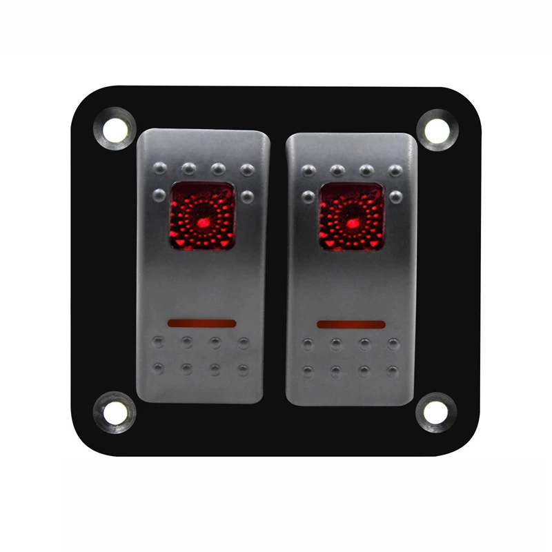 

12V-24V 2 Gang red Rocker Switch Panel Circuit Breaker Boat Marine Waterproof
