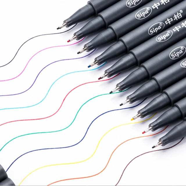 10pcs/set new Simple and ultra-thin color hook line stroke pen 0.38mm fiber  tip multicolor watercolor pen school office supplies - AliExpress