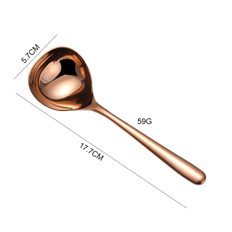 Round Head Long Handle Spoon Colorful Stainless Steel Spoons Flatware Drinking Tools Kitchen Gadget Coffee Fruit Teaspoon