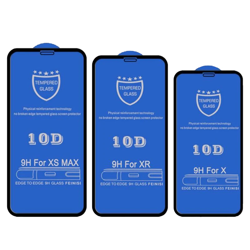 100 шт. 10D закаленное стекло для iPhone 12 Mini 11 Pro Max XS XR X 8 7 6 Plus SE полное покрытие