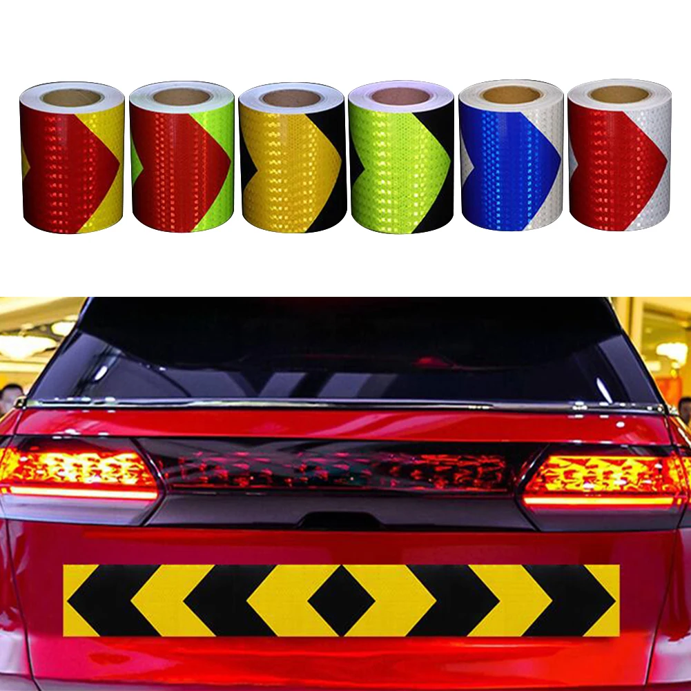 Pegatina reflectante para coche, cinta de señal de flecha, pegatina de seguridad de advertencia para parachoques, Reflector de maletero, cinta de emergencia, estilo de coche