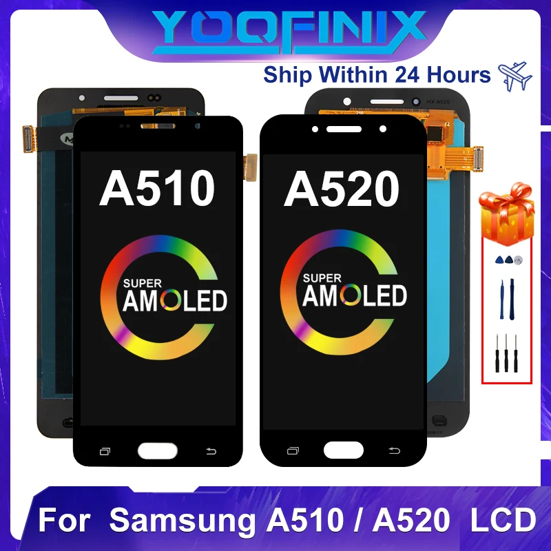 5.0" Super AMOLED For Samsung Galaxy A520 LCD Display A520F A510 A5 2016 SM-A510F Replacement Parts | Мобильные телефоны и