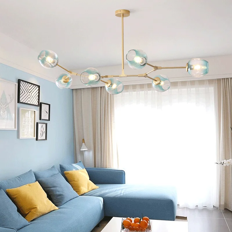 

Nordic lustre Glass Ball LOFT LED Chandelier Lighting Art Molecule Hall Living Room Restaurant Suspension pendant lamps Fixtures