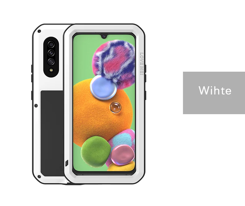 White Для samsung Galaxy A90 5G LOVE MEI Броня металлический противоударный чехол из закаленного стекла алюминиевые аксессуары Водонепроницаемый чехол сумка - Цвет: White