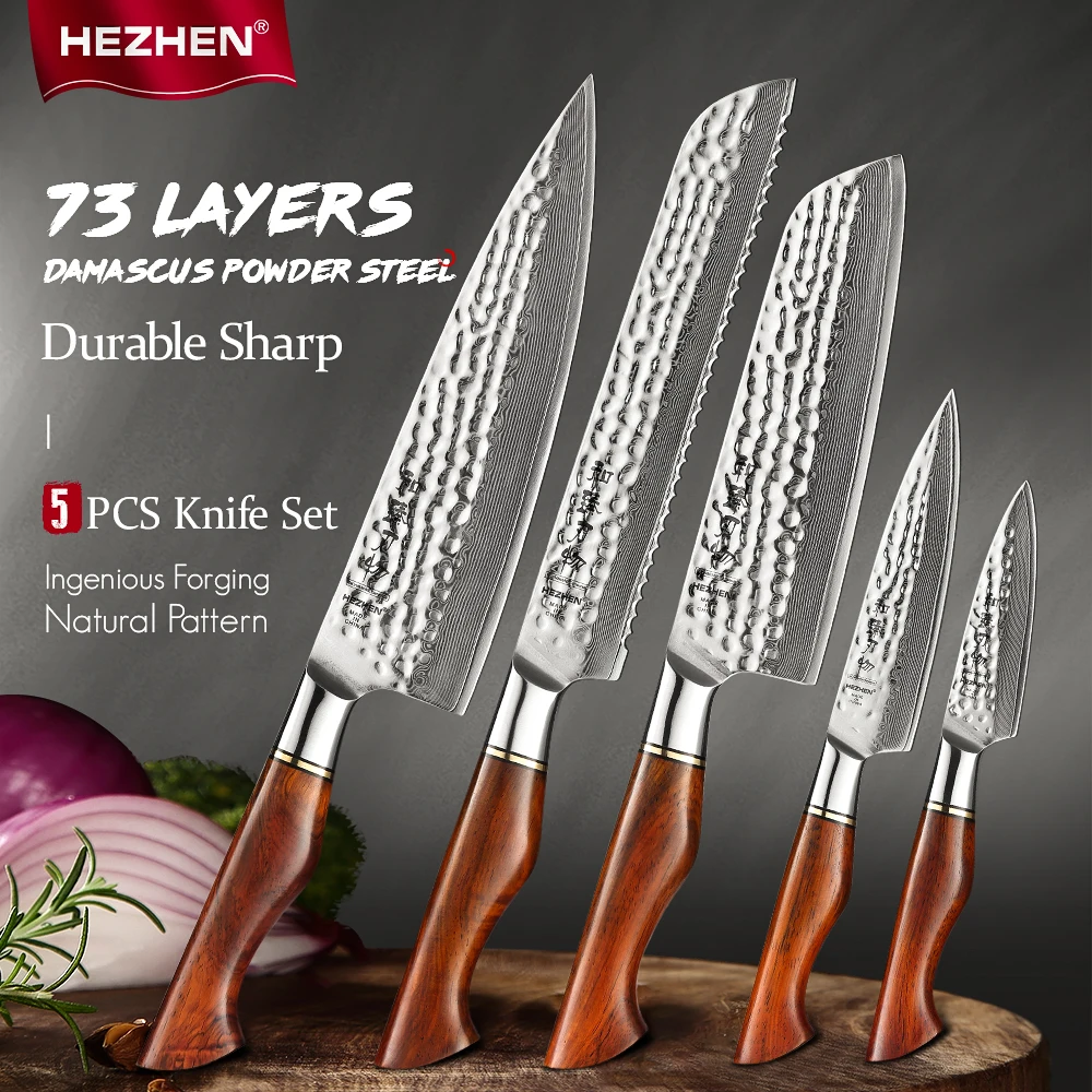 HEZHEN 15PC Kitchen Knife Vacuum & Deep Freezer Heat Treatment 73