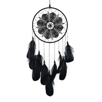 

Handmade Dream Catchers Black Feather Lace Dream catchers for Wall Hanging Boho Wedding Decorations