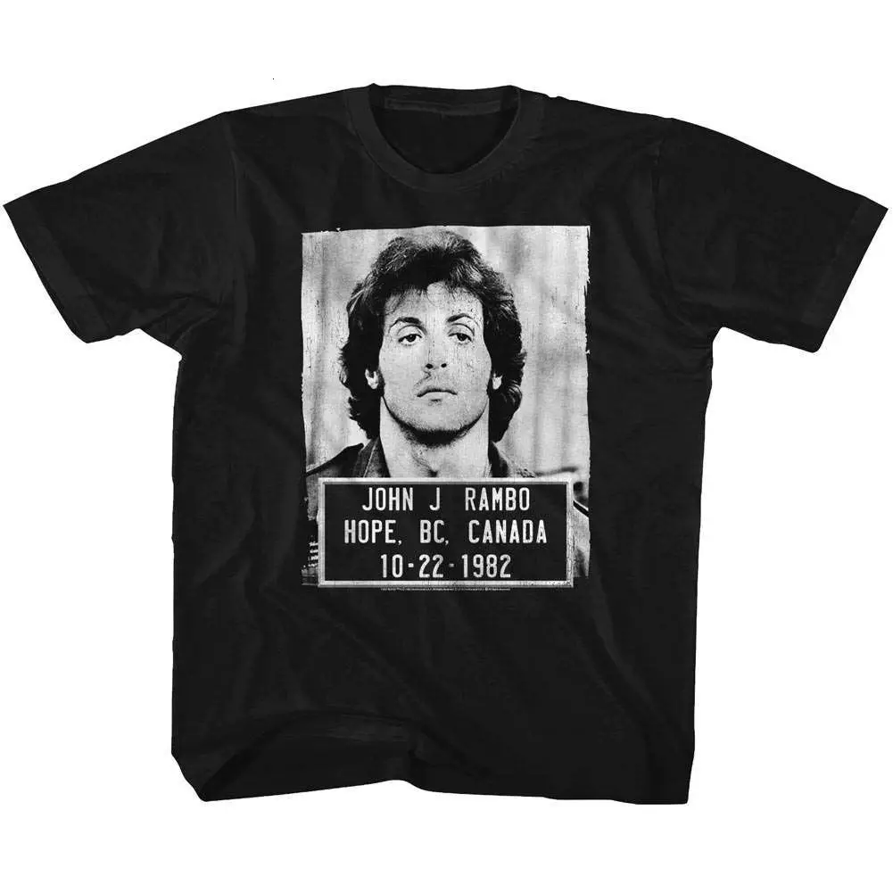 Rambo de la serie de películas de John J Rambo-camiseta negra de Mugshot para hombre, ropa para niños pequeños, Canadá, 1982