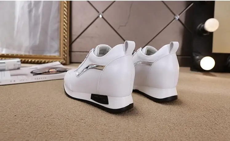 New Autumn Black White Hidden Wedge Heels Casual Shoes Spring Women's Elevator High-heels Boots Women Sneakers 6cm Heels