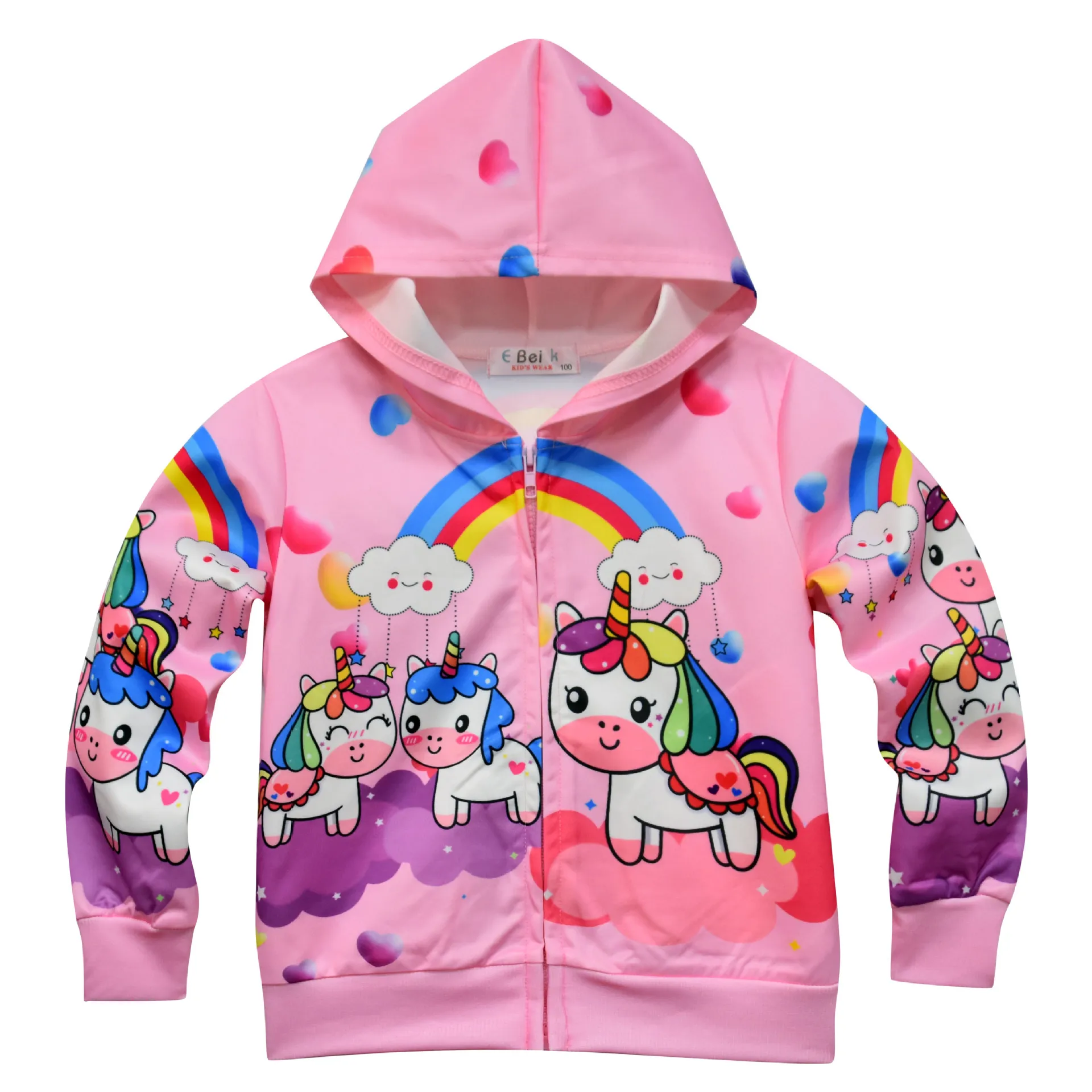 3528pink Толстовки с единорогом; Детские свитшоты; модная футболка с капюшоном с изображением Анны и Эльзы для детей; пальто для маленьких девочек; Детские повседневные футболки; спортивная одежда - Цвет: 3528pink