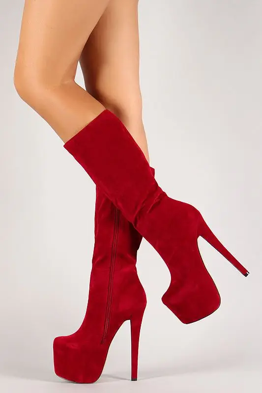 suede platform boots knee high