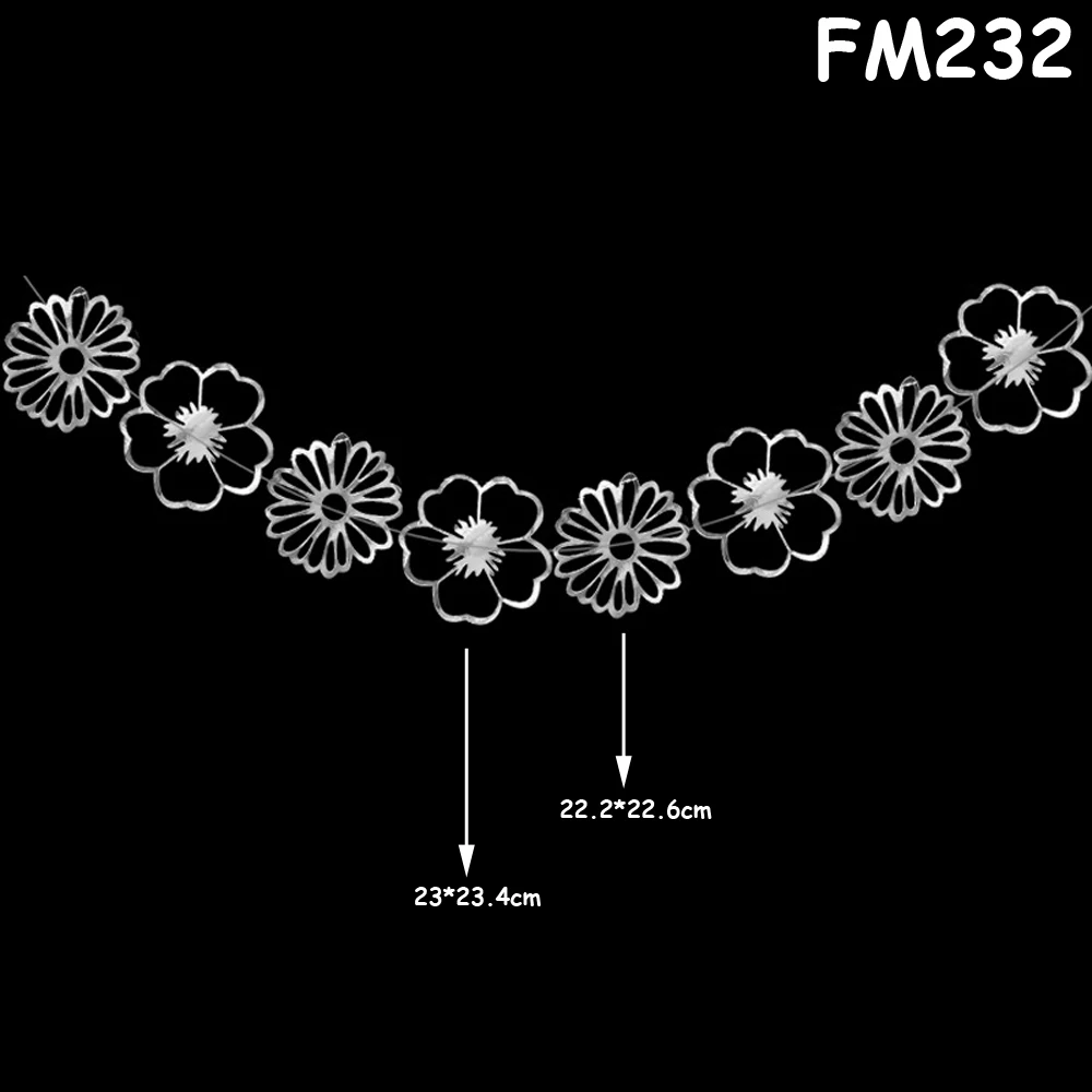 FM232 8 шт./компл. Золотые листья серебро розовое золото цветок гирлянды Свадебный баннер для вечеринки в честь Дня рождения флаги для украшения цветочные баннеры поставки - Цвет: FM232