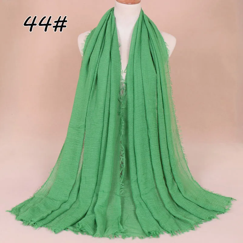 Женские Простые шарфы, дизайн, Национальный стиль, складные гаджиб, обёрточная бумага, сплошной цвет, шаль на голову, мусульманский женский шарф из хлопка и льна - Цвет: 44