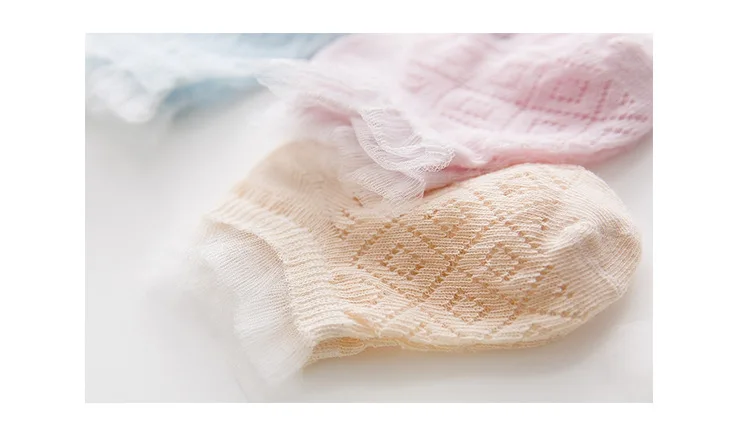 [ Hollow out No-show Socks] Spring And Summer Lace Mesh Thin Cotton Medium And Small Infants Children Baby Socks