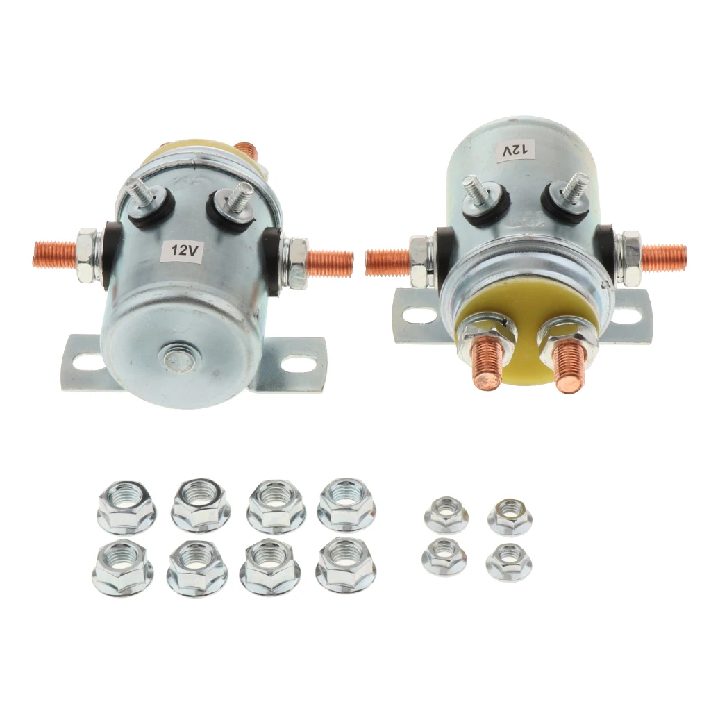 2pcs Solid Continuous Duty Solenoid Relay Switch 200A Winch 12V Heavy Duty