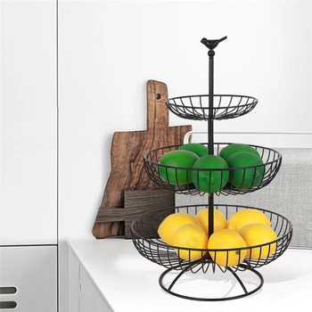 

Fruit Dish, Multilayered Household Fruit Basket Food Display Stand for Fruit Dessert, White/Black