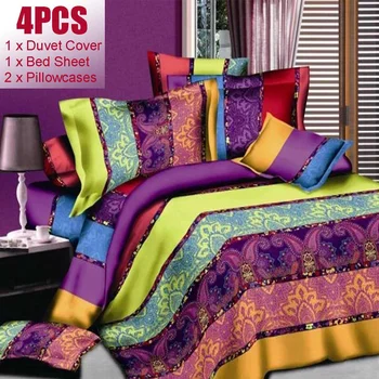 

Household 3D Printed Colorful Soft Bedding Set Suit Four Seasons General Shell Comforter Cover Set Pillowcase Bedspread 4 Pcs