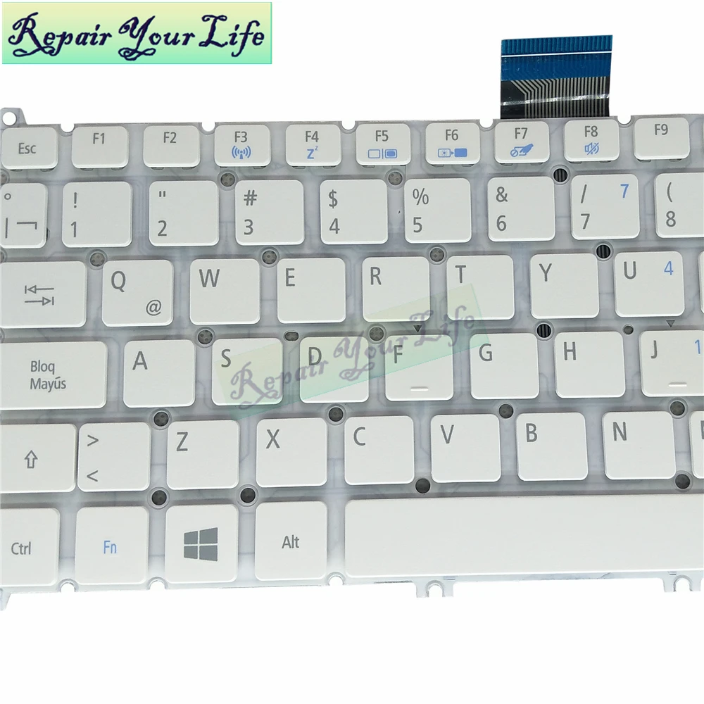 Teclado do Portátil para Acer v5 122 V5122p V5-132 132p V13 V3371 E11 E3-112 E3-111 R3-131 N15w5 la Latina Nsk-r72sw Branco - Imagem 2