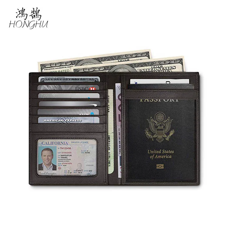 

RFID Genuine Leather Passport Holder Antimagnetic Passport Wallet Card Bit More ID Card Bag Cowhide Passport Protective Case
