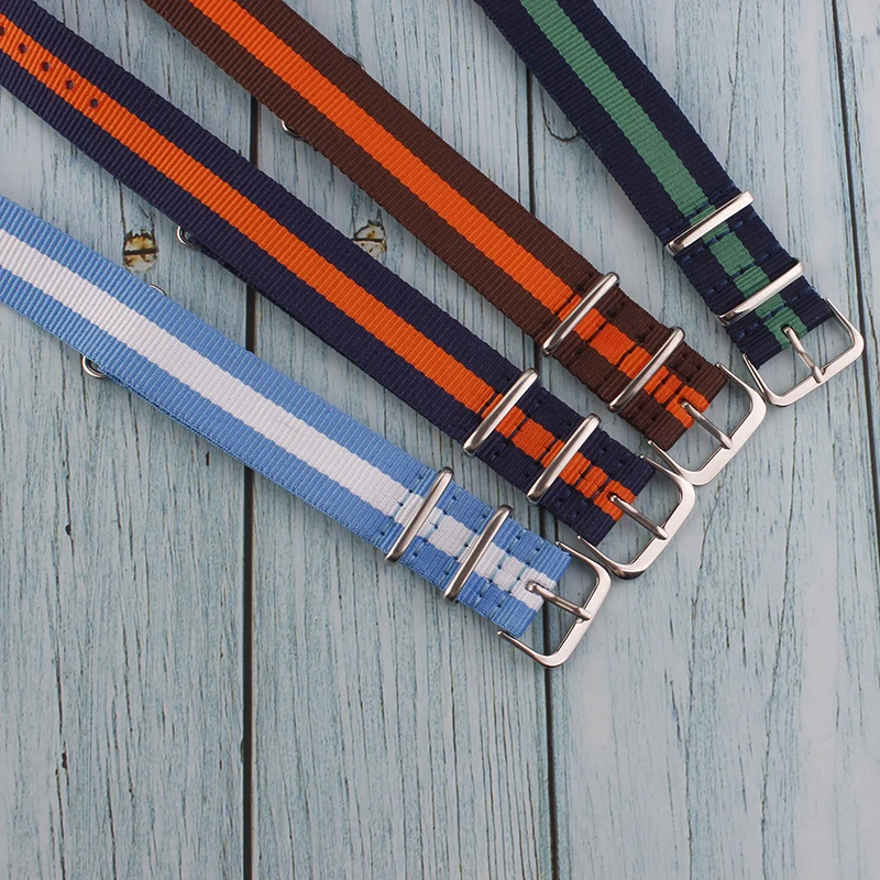 

Nato Watchband Canvas Strap for Watch 18mm 20mm 22mm Nylon Accessories Stainless Steel Buckle Stripe Bracelet for Wristwatch