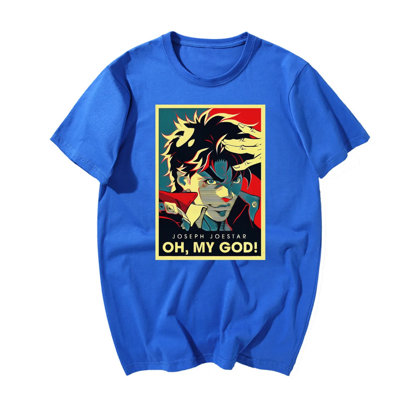 Летняя крутая футболка Jojo Необычные Приключения Винтажная Футболка Joestar Joseph OH MY GOD с надписью модная повседневная футболка с коротким рукавом для мужчин - Цвет: Blue 6