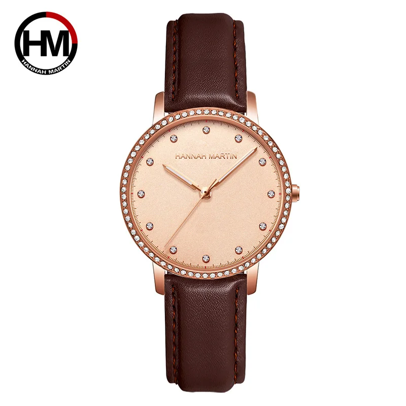 

Woman Watches New Diamond Top Luxury Rose Gold Leather Strap Woman Bracelet Watch Japan Quartz Movement Relogio Feminino 2019