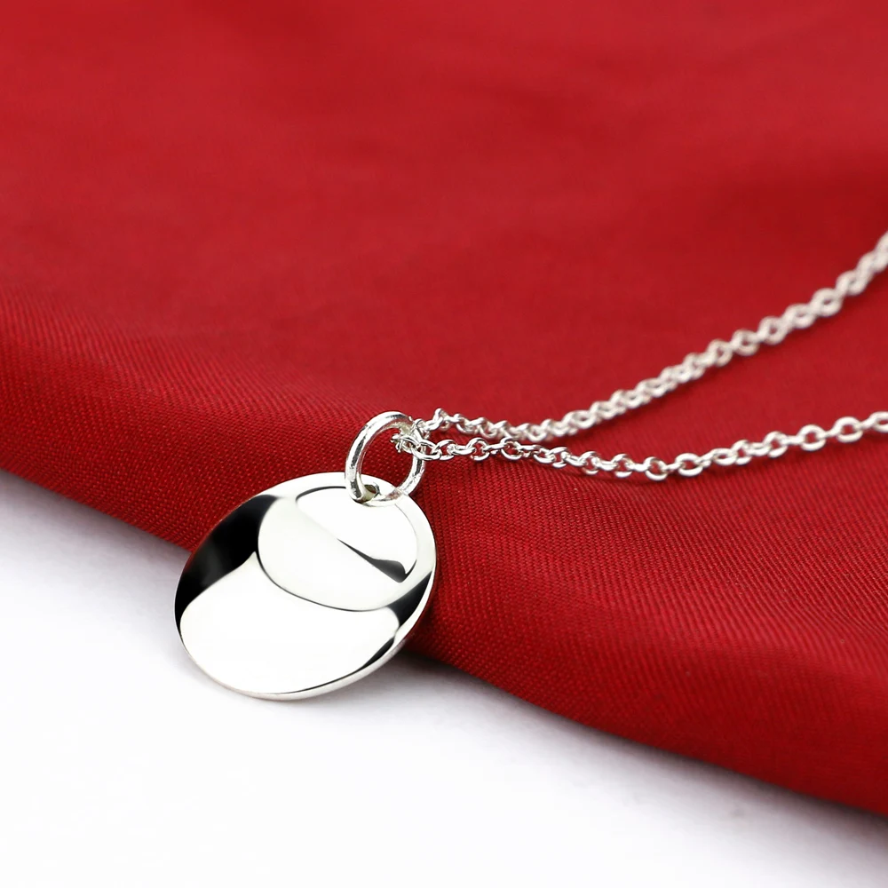 Скидка 925 Серебряное ожерелье женское минимализм серебряное ожерелье на шею Женский Круглый Серебряный Кулон подарки на день рождения для девочек