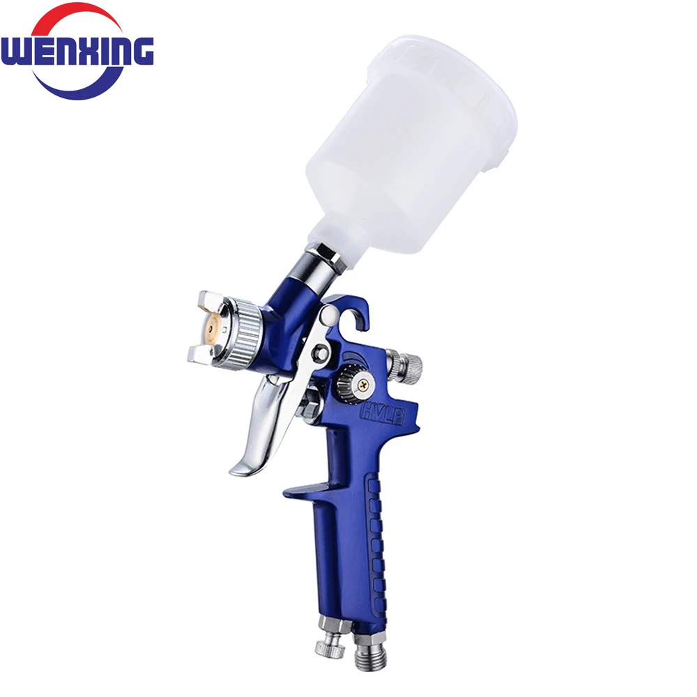 WENXING 0.8mm/1.0mm Nozzle H-2000 Professional HVLP Mini Paint Spray Gun Airbrush For Painting Car Aerograph Pneumatic Gun wenxing 1 4inch adjustable mini air pressure regulator dial gauge hvlp spray gun pneumatic air tools airbrush accessories