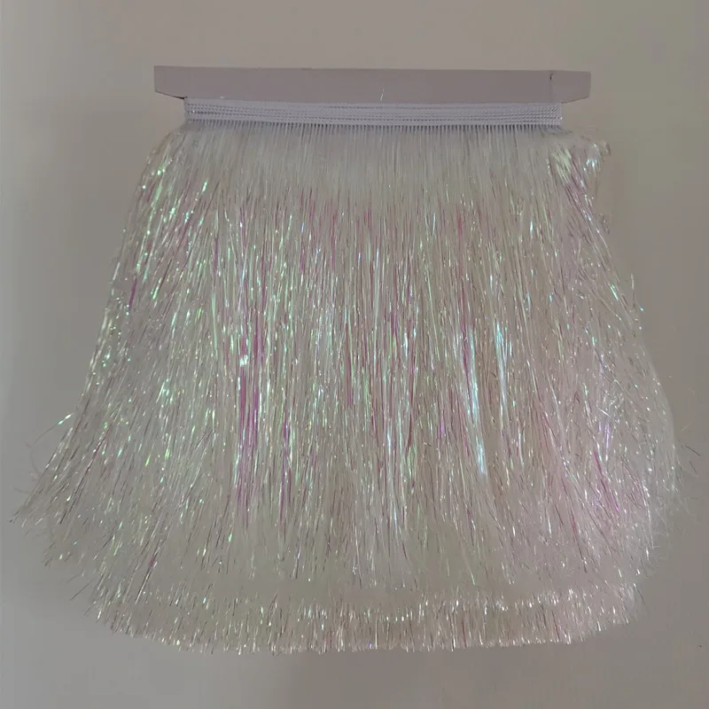 5Yard/Lot 20CM Long Gold PET Silver Silk Colorful Tassel Fringe Lace Trim Latin Dress Stage Garment Christmas DIY Accessories