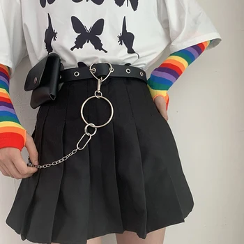 

Women Punk Chain Fashion Belt Adjustable Single Row Hole Pin Buckle Waist Belt Jeans Casual Female Decorative Waistband Bag