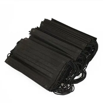 

10Pcs Mouth Mask Disposable Black Cotton Mouth Face Masks Non-Woven Mask Anti-Dust Mask 3 Filter Activated Anti Pollution
