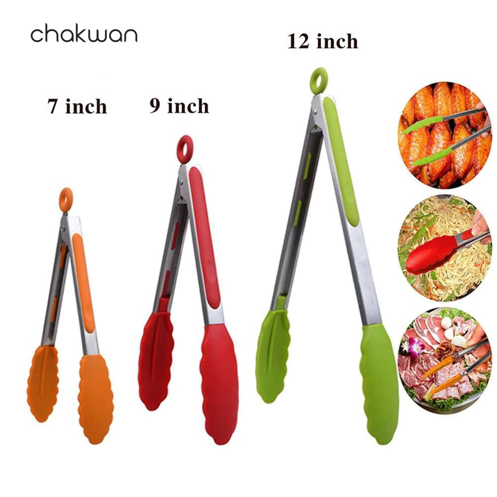 Набор щипцов для еды из 3 нержавеющей стали силиконовые щипцы приготовления пищи